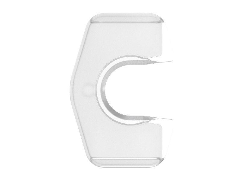 Backstop and finger grip, front view