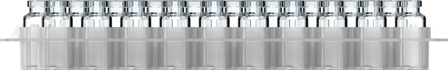 KAISHA Pharma 50R to 100R sterile glass vials in a ready-to-use nest