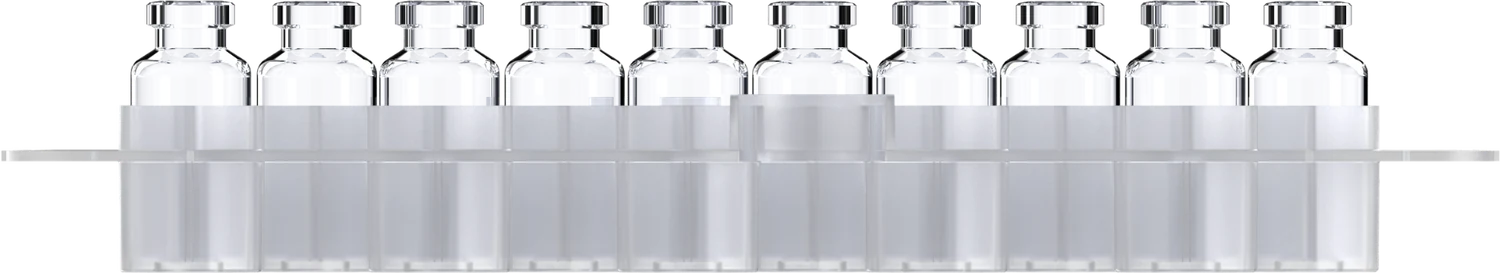 KAISHA Pharma 6R to 20R sterile glass vials in a ready-to-use nest